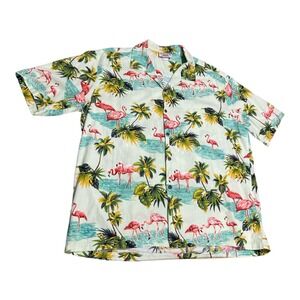 Vintage Men's Flamingo‎ Hawaiian Button Shirt Size 2XL Made In Hawaii